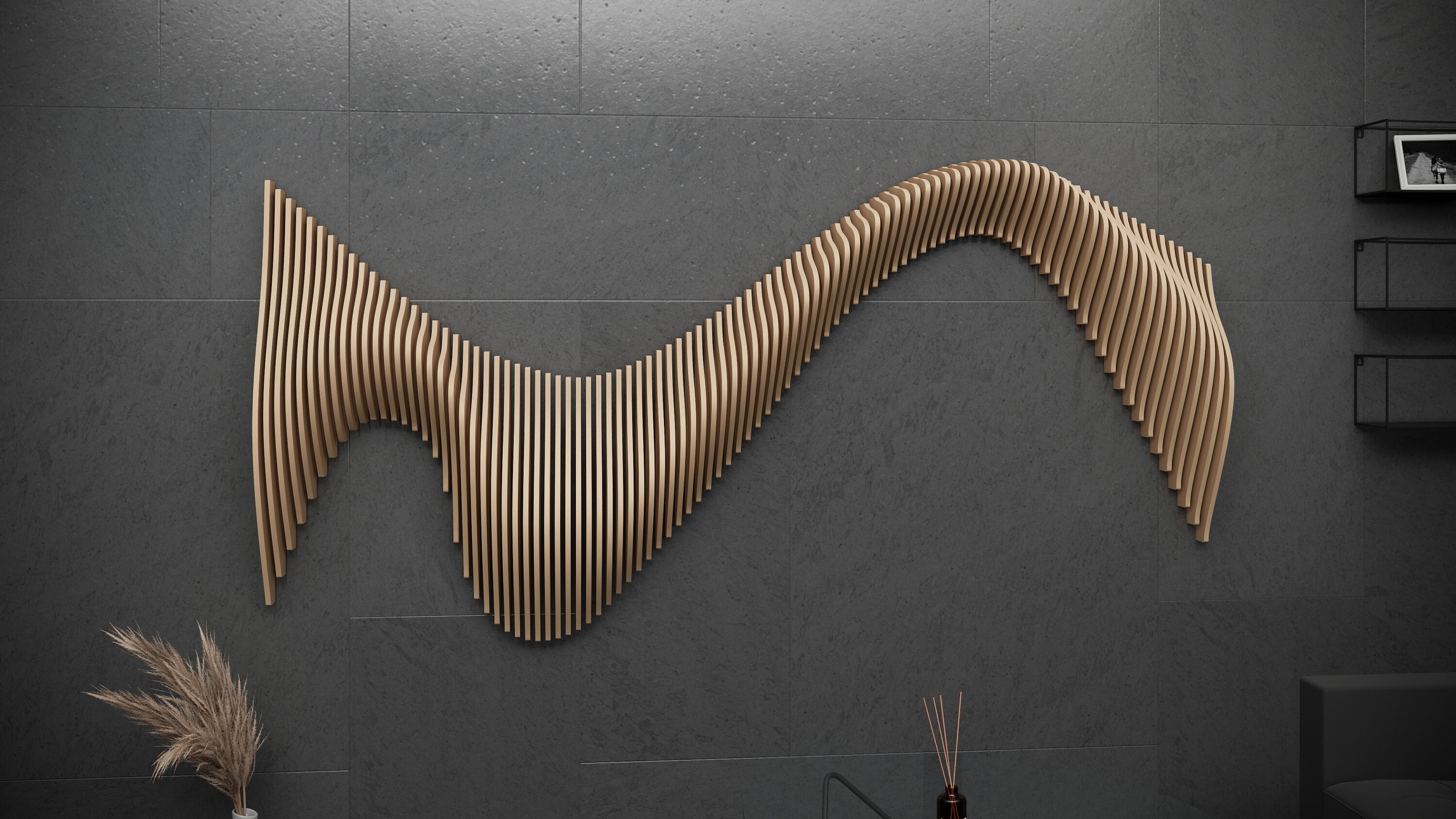 Parametric Design Wavy Wooden Wall Art and Modern Furniture for Wall ...