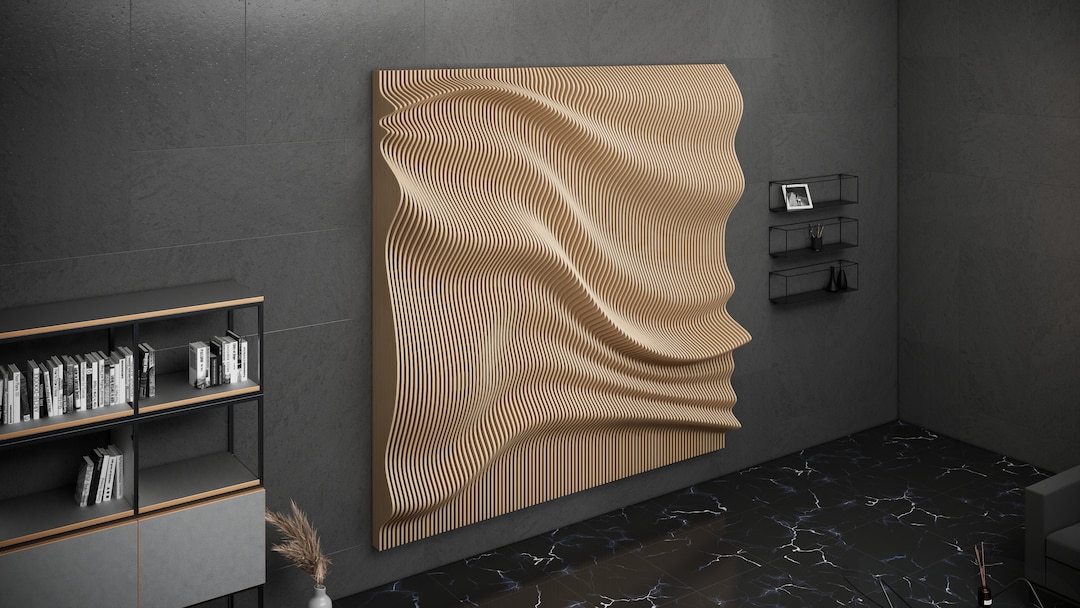 Parametric Art Wavy Wooden - Interior Wall Decor and Modern Furniture ...