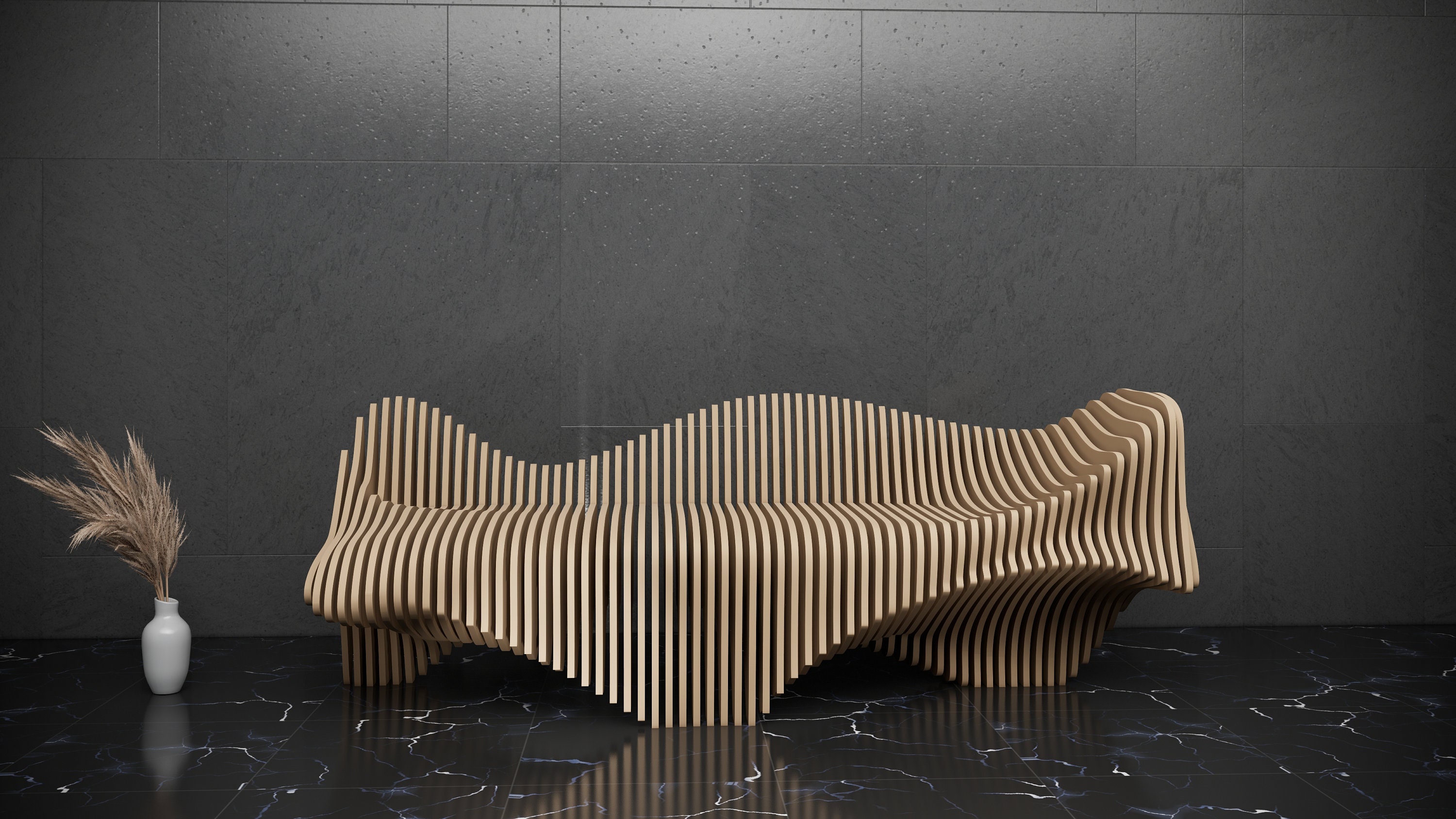 Parametric Sofa Design Wavy Wooden - Modern Furniture - 3D Art CNC ...