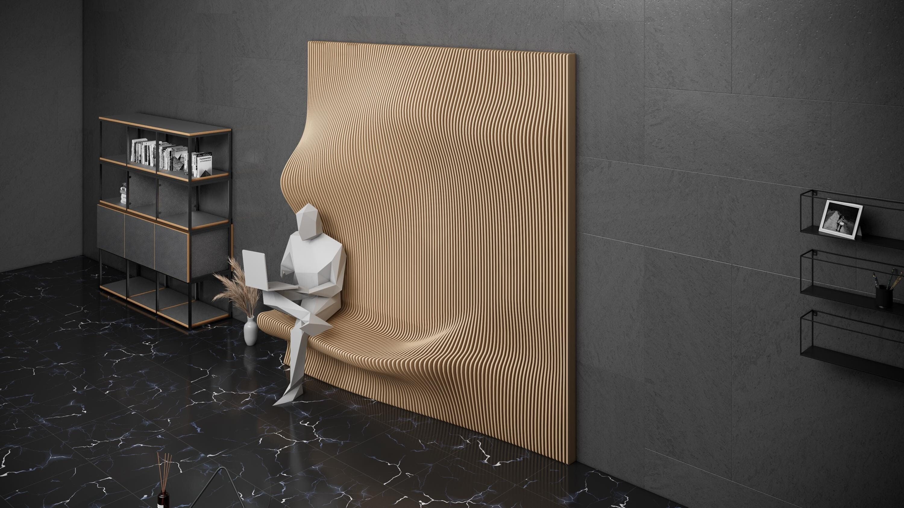 Parametric Art Wooden · Wavy Wooden Wall Decor · 3D Print