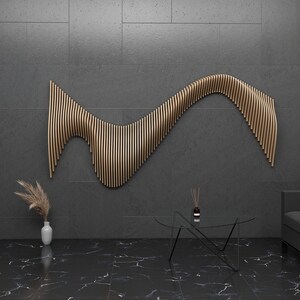 Parametric Design Wavy Wooden Wall Art and Modern Furniture for Wall ...