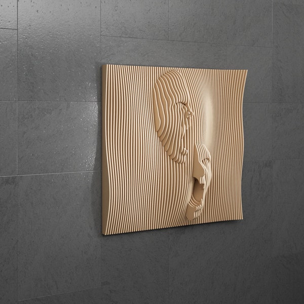 Parametric Art Wooden · Wavy Wooden Wall Decor ·  3D Print CNC Router Cutting File · Decorative Organic Design