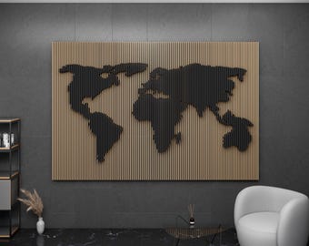 Parametric Art Wooden · Parametic World Map Wall Decor · 3D Print CNC Router Cutting File · Parametric Wall Design