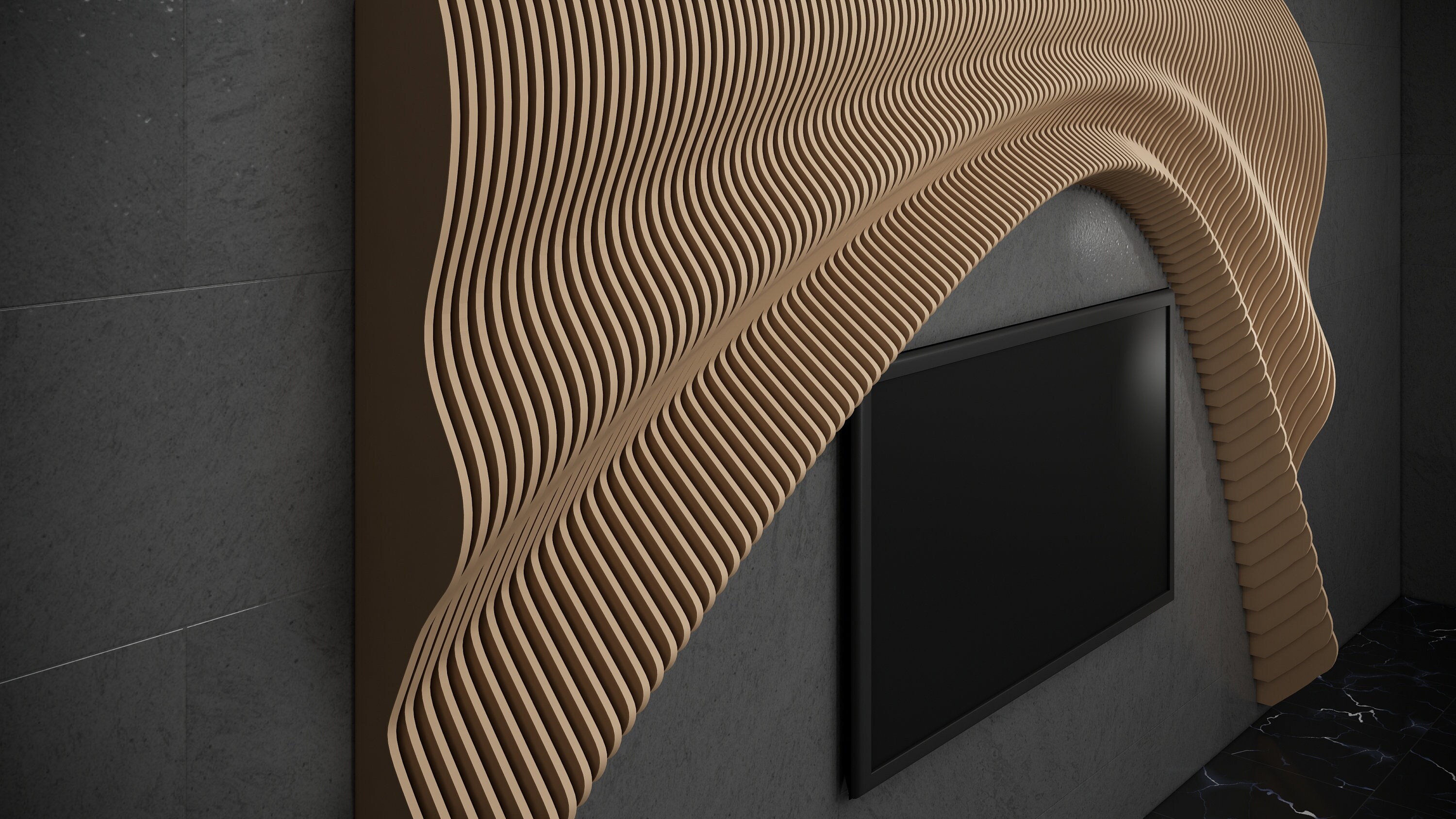 Parametric Art Wavy Wooden Panel and Modern TV Unit Design - CNC Router ...