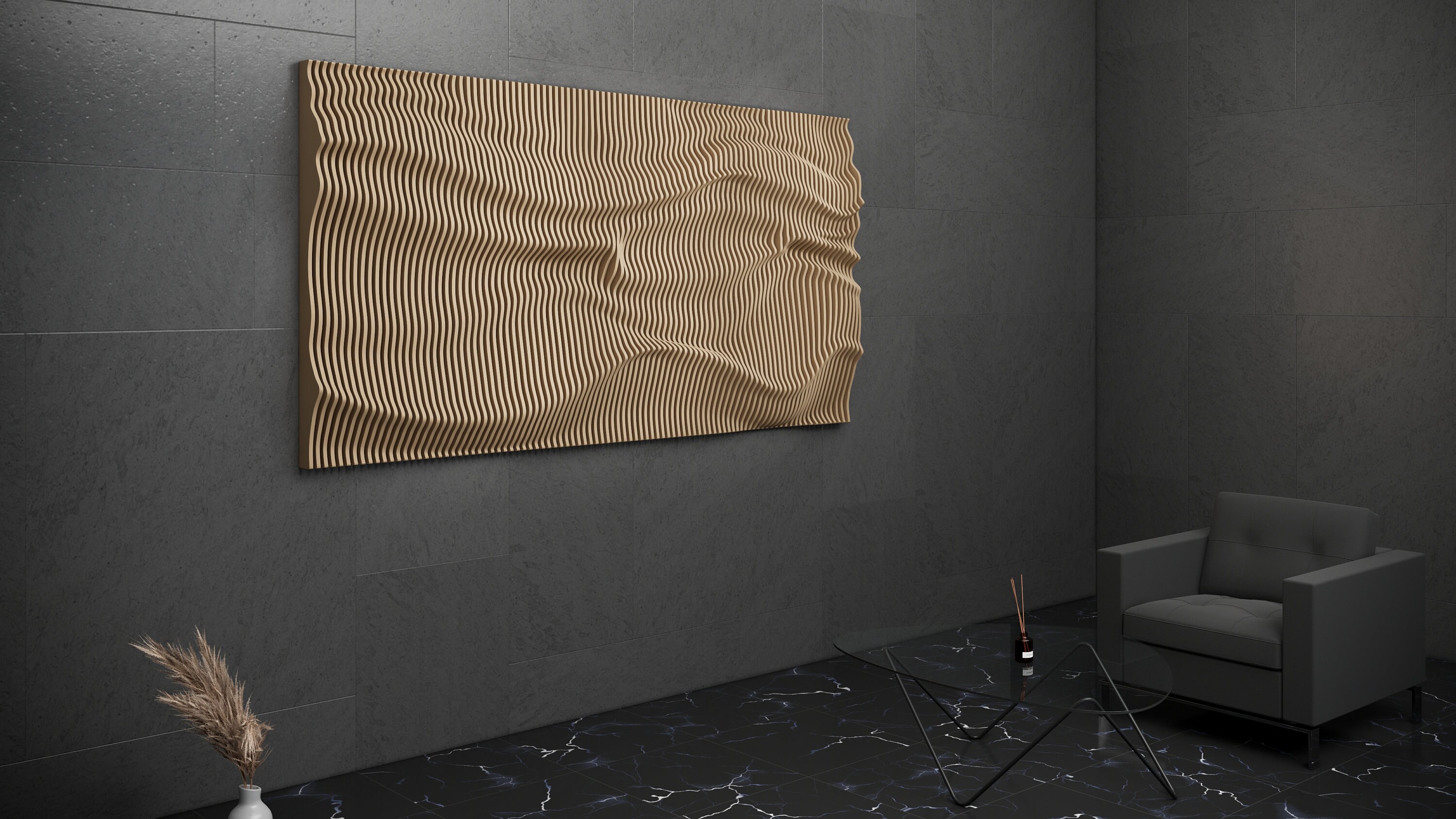 Parametric Design Wavy Wooden Wall Art and Modern Furniture ...