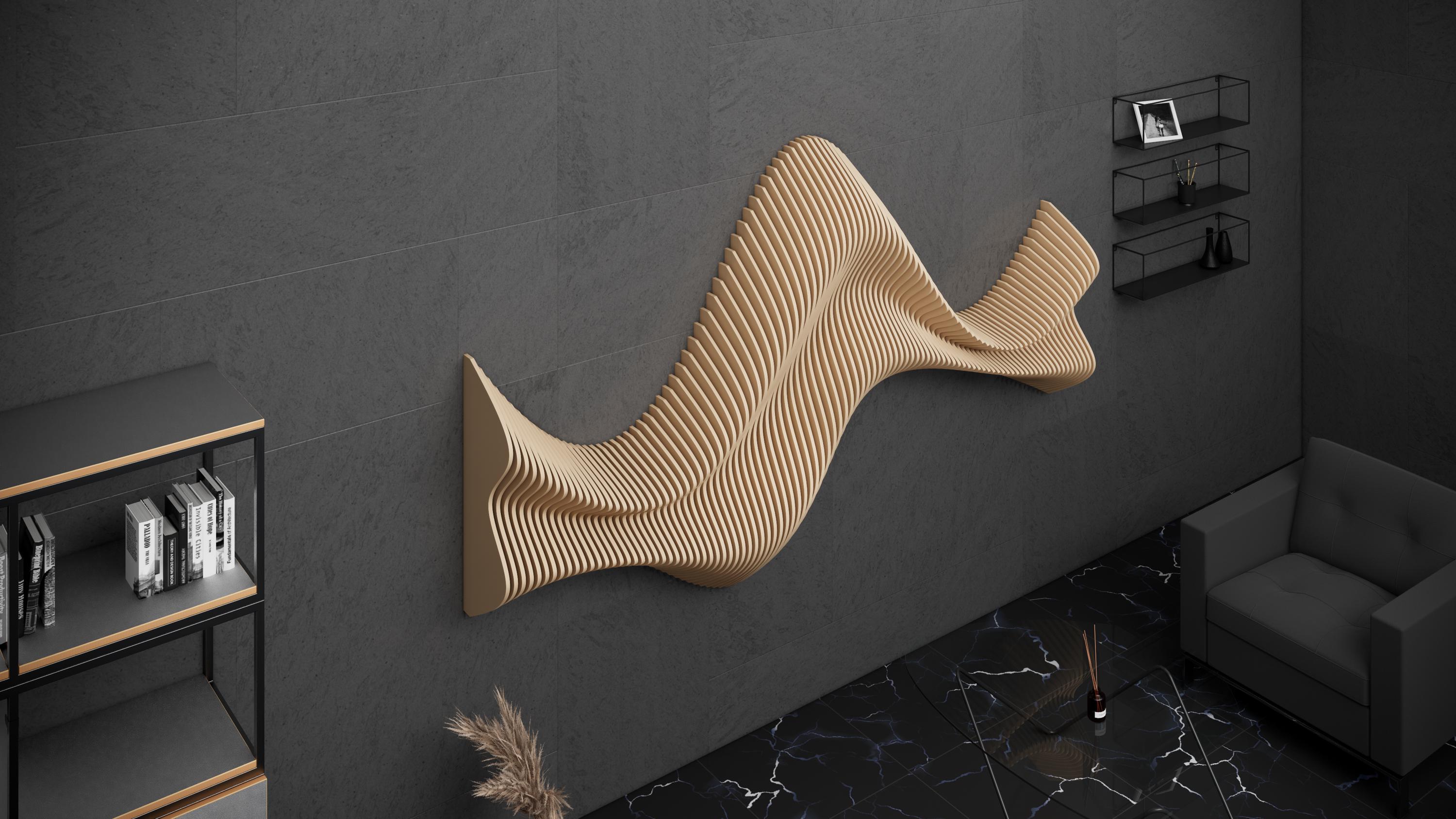 Parametric Design Wavy Wooden Wall Art and Modern Furniture for Wall ...