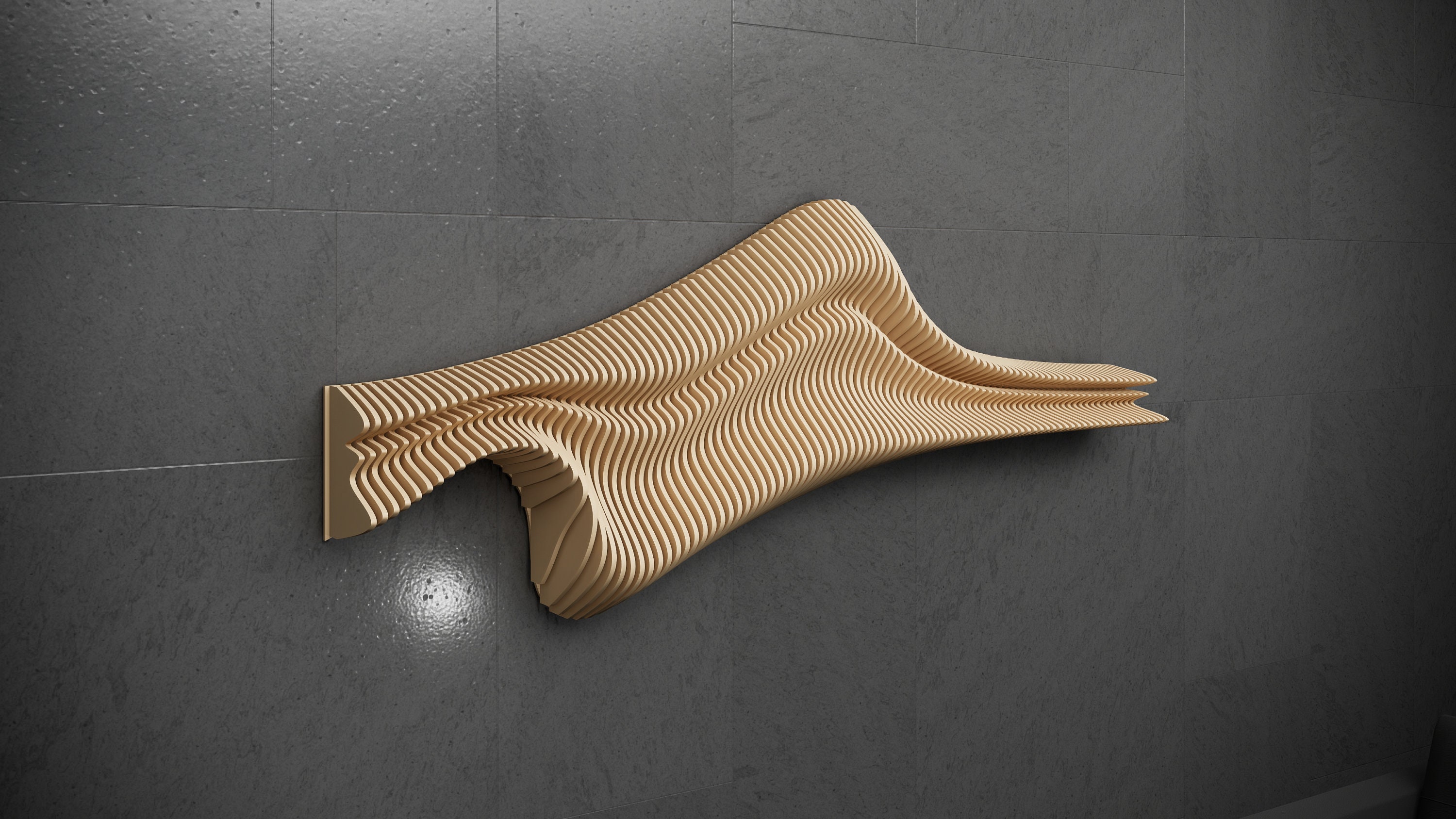 Parametric Design Wavy Wooden Wall Art and Modern Furniture for Wall ...