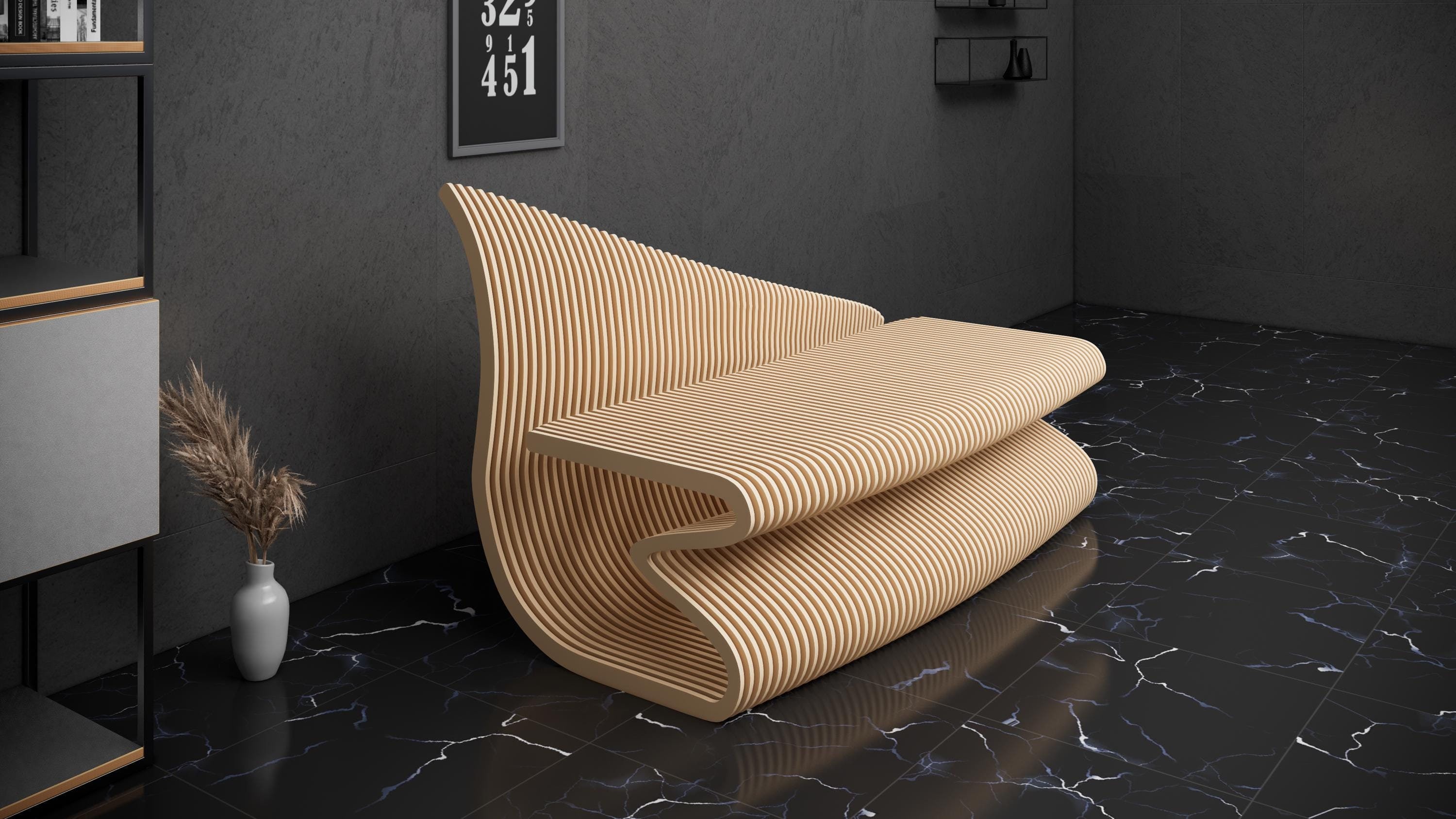 Parametric Sofa Design Wooden Modern Office Furniture 3D Craft - CNC ...