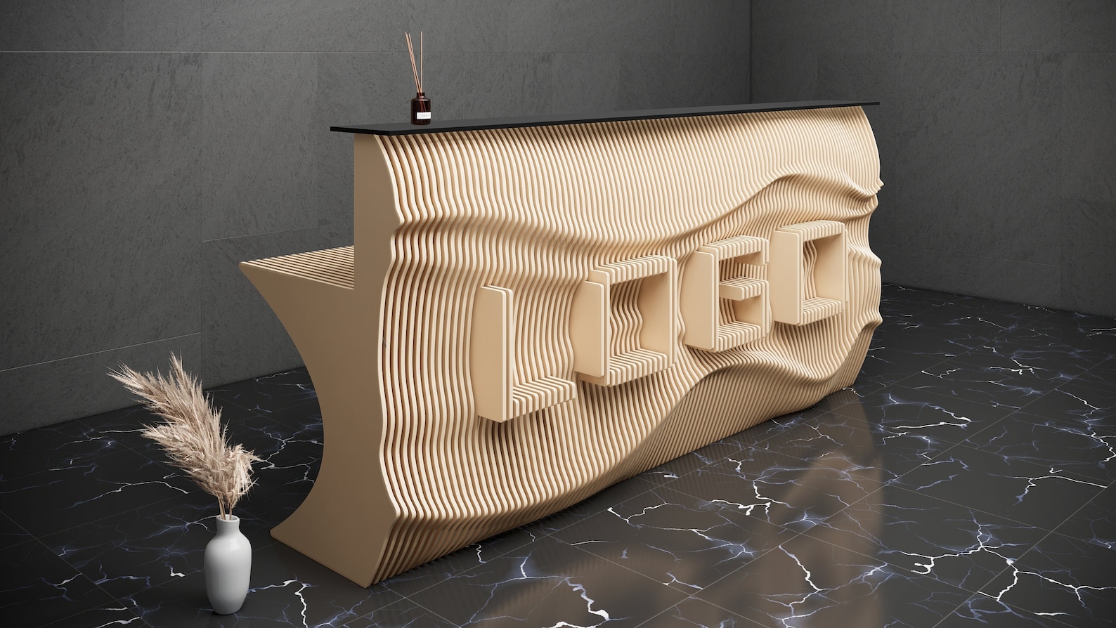 Parametric Logo Design Wavy Wooden Parametric Office Desk and Interior ...