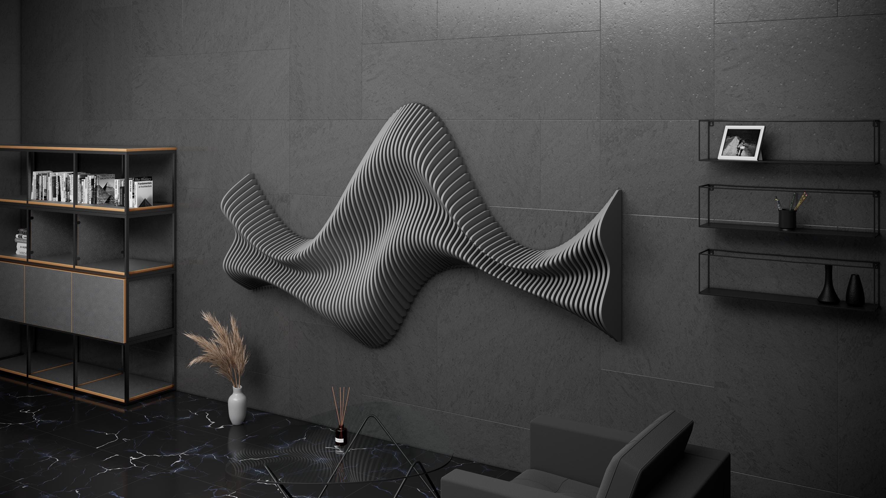 Parametric Design Wavy Wooden Wall Art and Modern Furniture for Wall ...