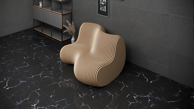 Parametric Sofa Design Wavy Wooden Modern Furniture 3D Art CNC Router ...