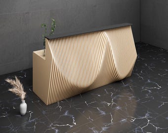 Parametric Art Wooden · Wavy Wooden Furniture · 3D Print CNC Router Cutting File · Parametric Office Desk