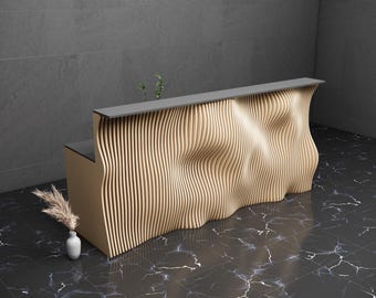 Parametric Art Wooden · Wavy Wooden Furniture · 3D Print CNC Router Cutting File · Parametric Office Desk