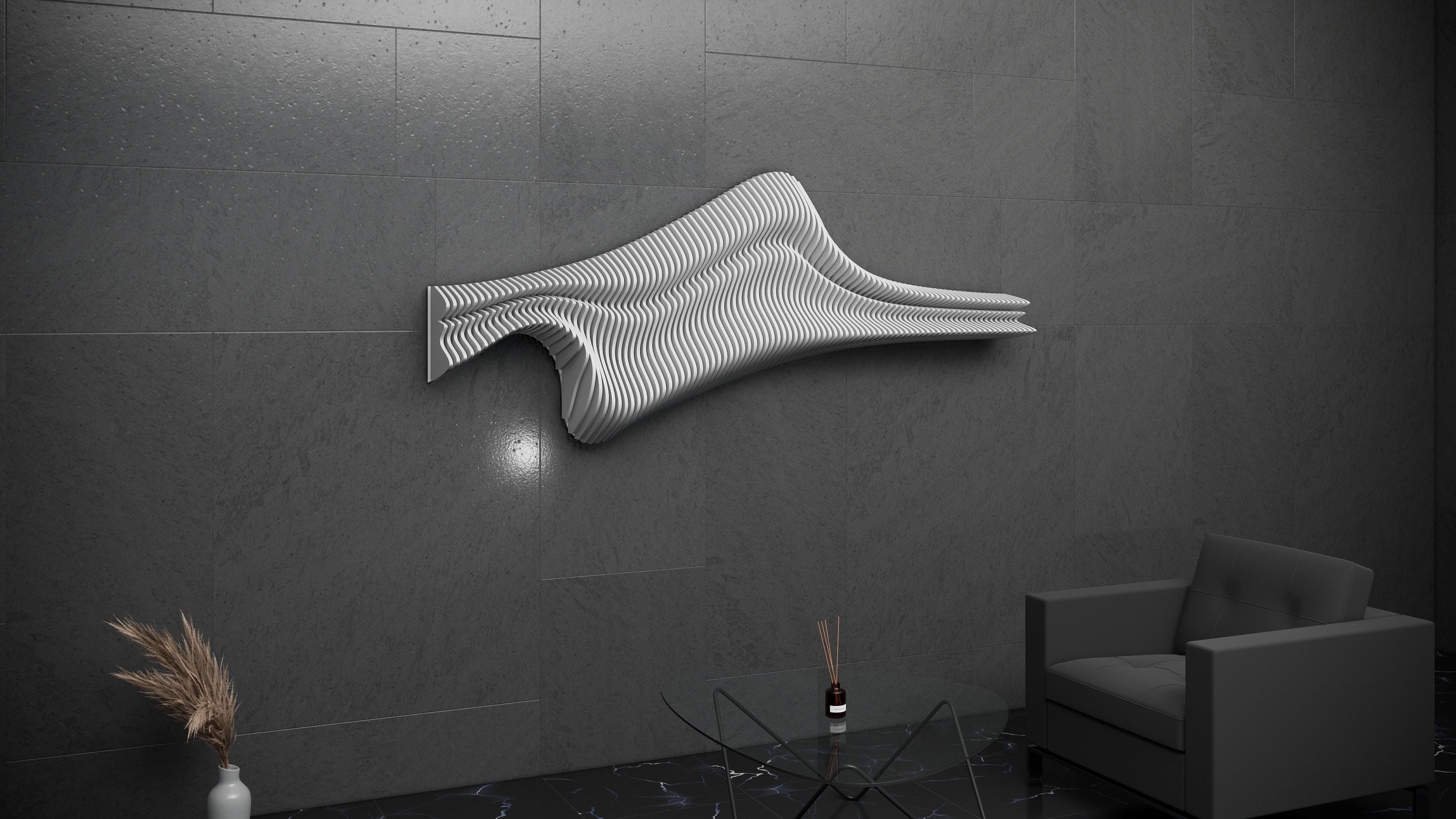 Parametric Design Wavy Wooden Wall Art and Modern Furniture for Wall ...