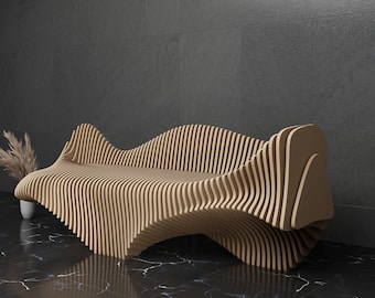 Parametric Sofa Design Wavy Wooden - Modern Furniture  - 3D Art CNC Router Cutting Machine File