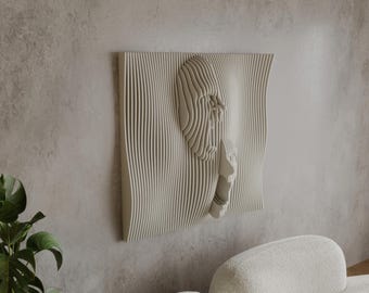 Parametric Art Wooden · Wavy Wooden Wall Decor ·  3D Print CNC Router Cutting File · Decorative Organic Design