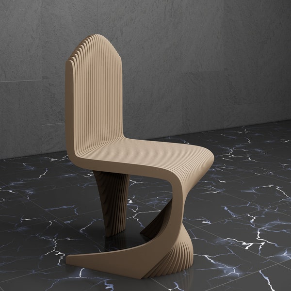 Parametric Design Wavy Wooden Art Chair Model - Interior Modern Furniture  - 3D Craft CNC Router File