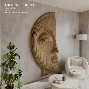 Arte paramétrico de madera · Decoración de pared de madera ondulada · Archivo de corte de enrutador CNC de impresión 3D · Diseño paramétrico de cara