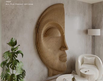 Parametric Art Wooden · Wavy Wooden Wall Decor · 3D Print CNC Router Cutting File · Parametric Design Face