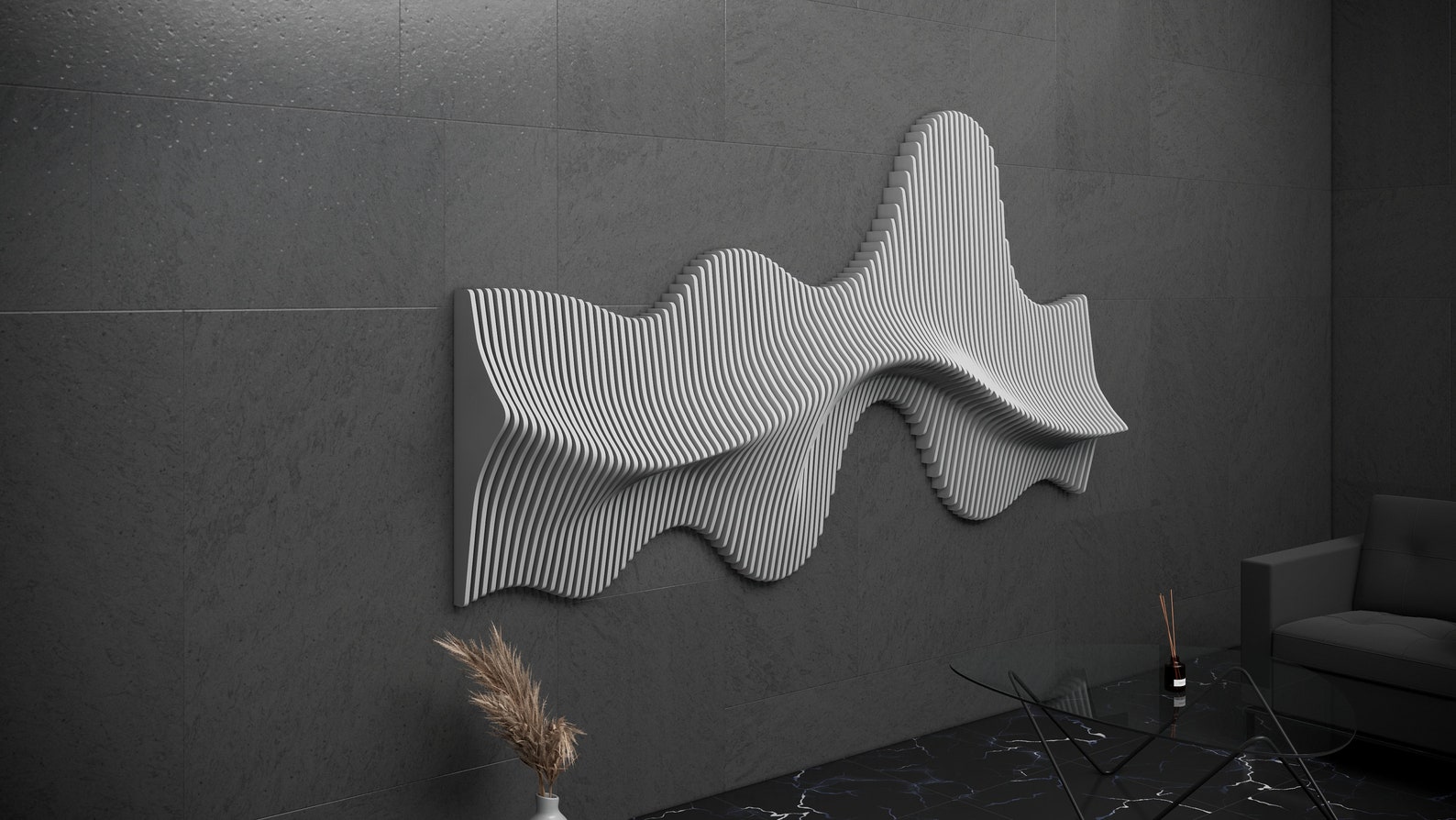 Parametric Design Wavy Wooden Wall Art and Modern Furniture for Wall ...