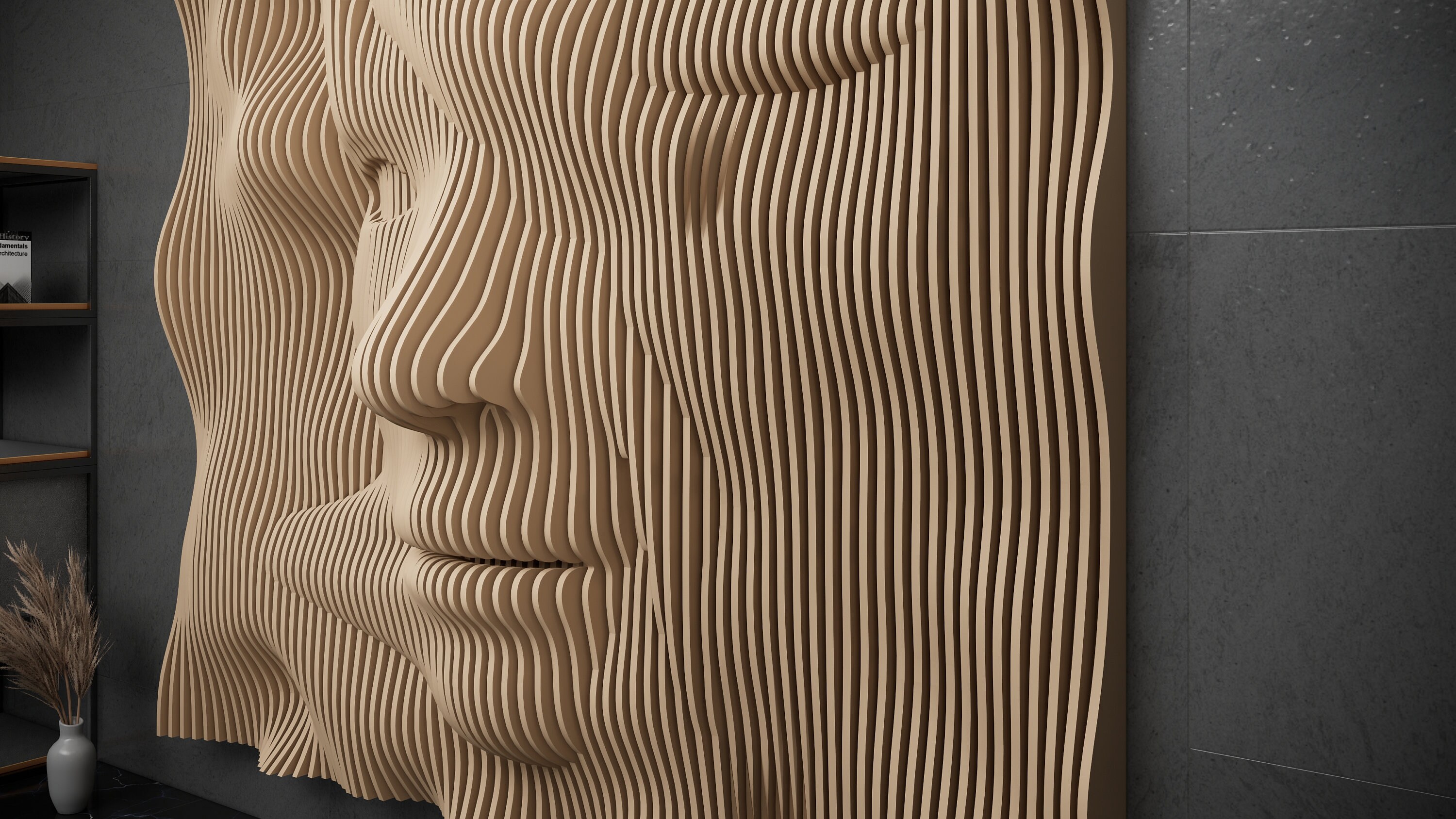 Parametric Art Wavy Wooden - Interior Wall Decor and Modern Furniture ...