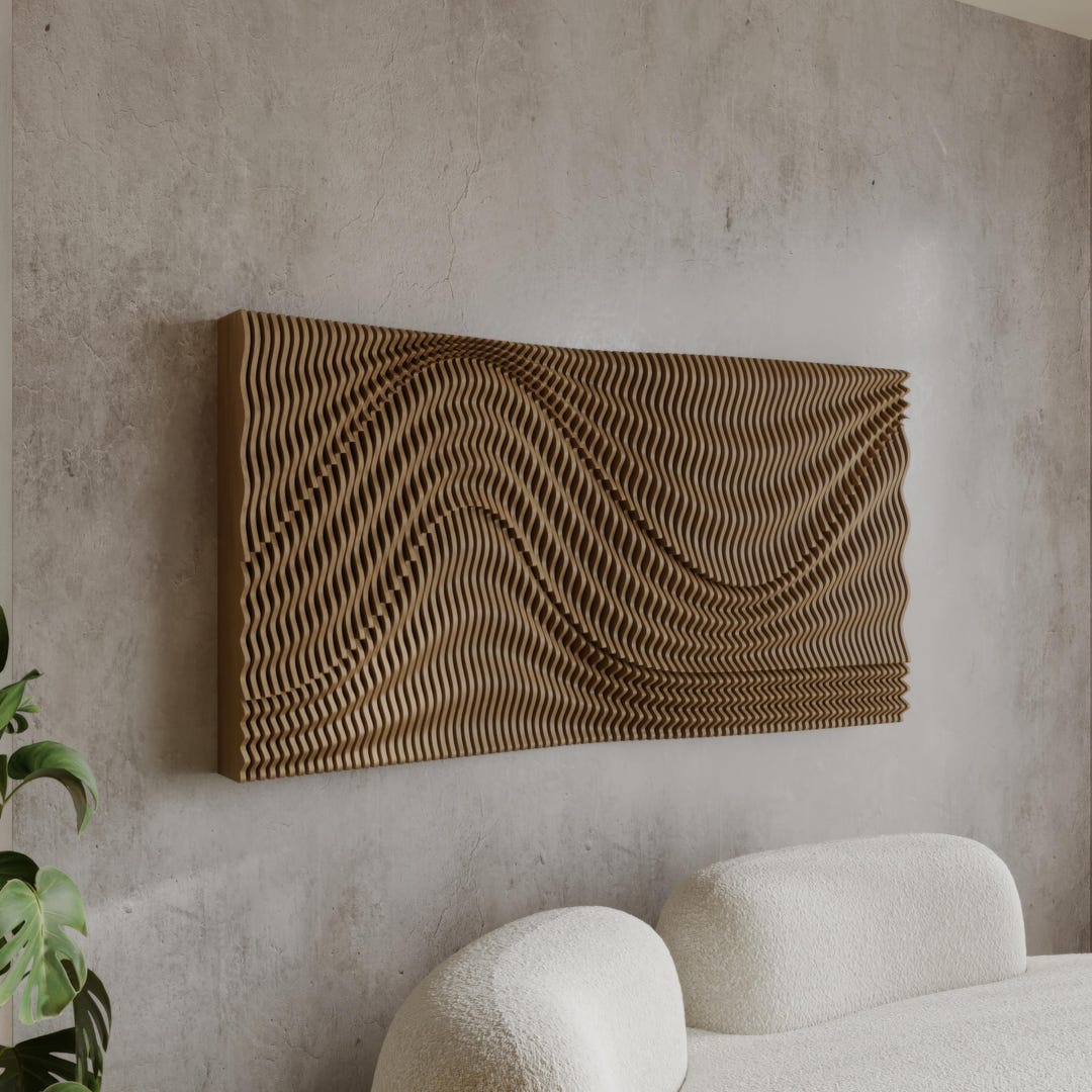 Parametric Art Wavy Wooden - Interior Wall Decor and Modern Furniture ...