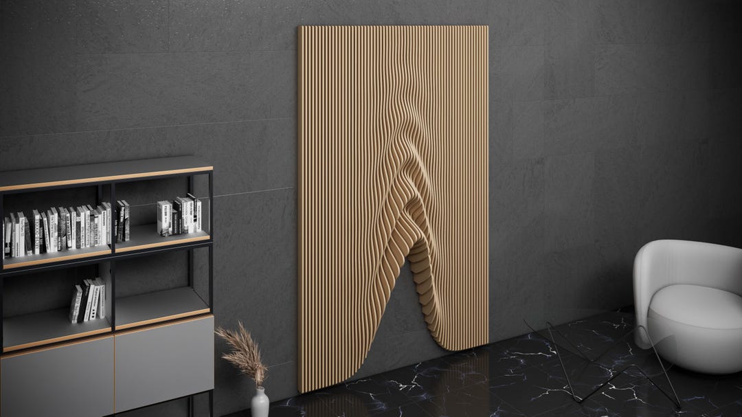 Parametric Design Wavy Wooden Wall Art and Modern Furniture for Wall ...