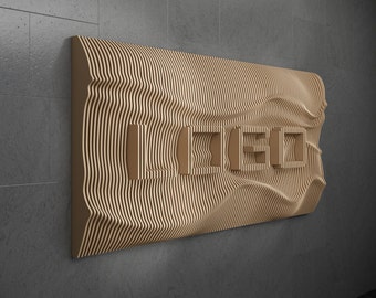 Parametric Logo Design Wavy Wooden Wall Decor and Interior Furniture - 3D Art CNC Router Cutting Machine File