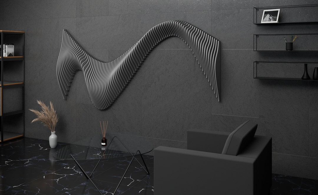 Parametric Design Wavy Wooden Wall Art and Modern Furniture for Wall ...