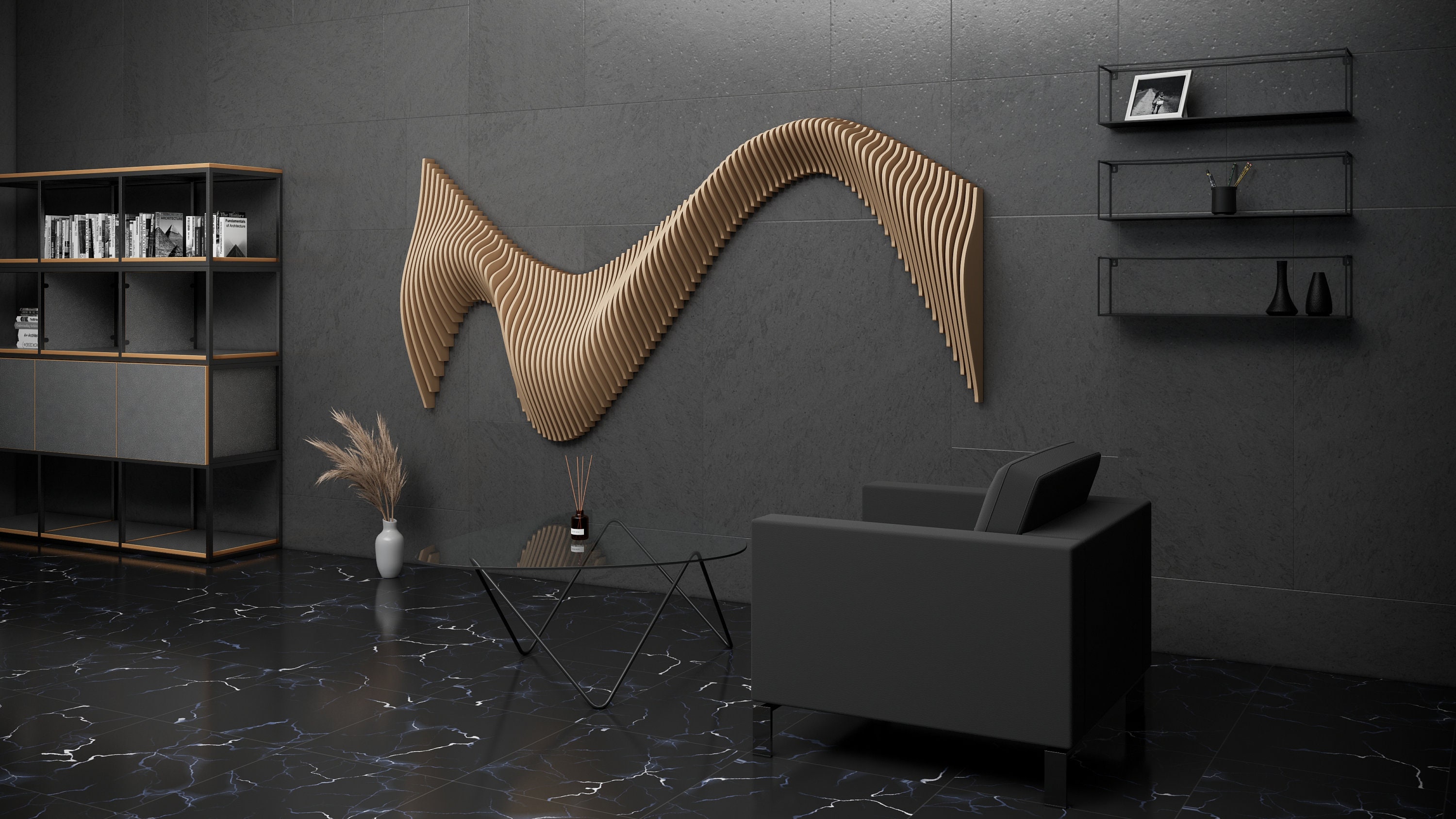 Parametric Design Wavy Wooden Wall Art and Modern Furniture for Wall ...