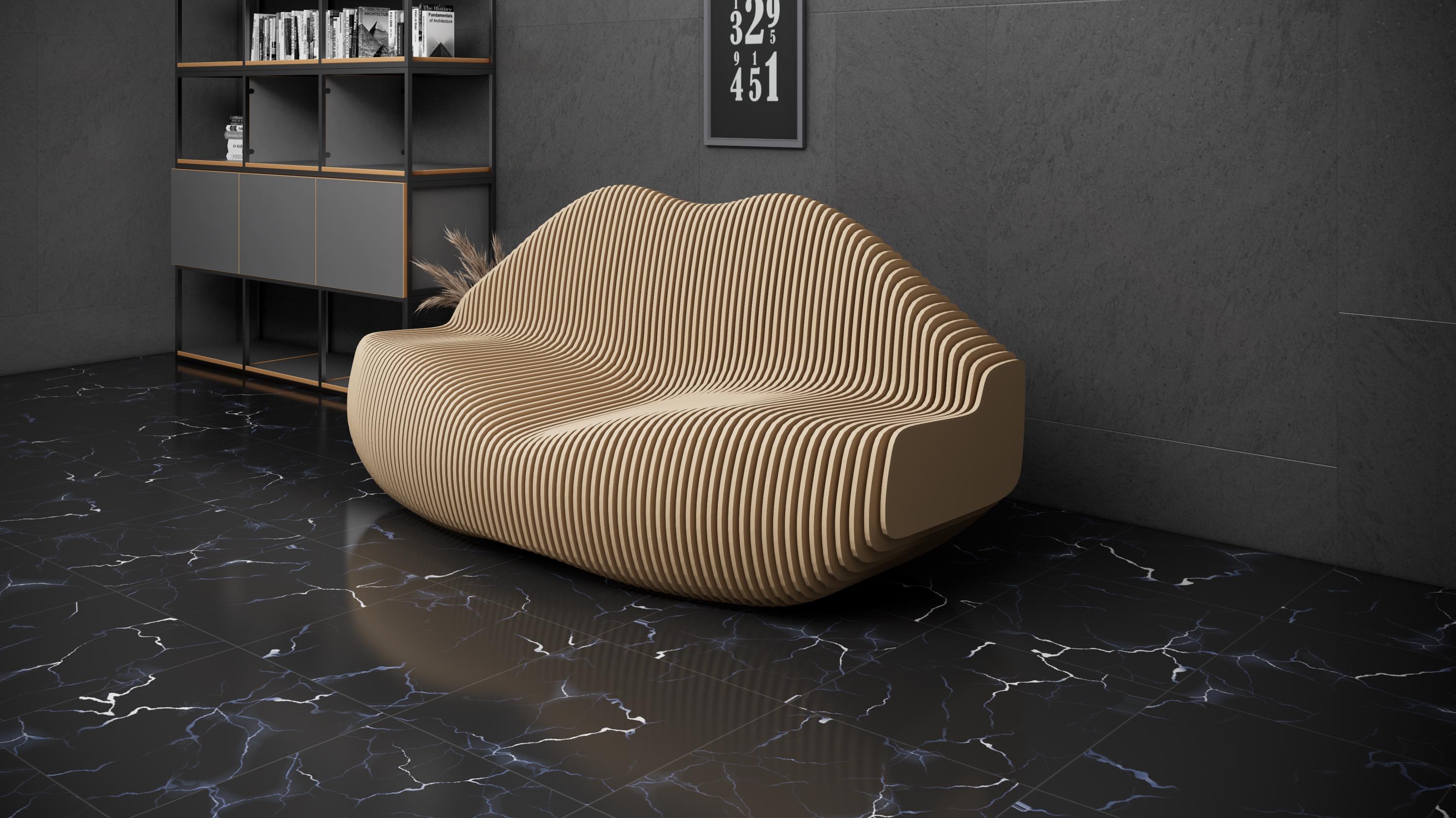 Parametric Sofa Design Wavy Wooden - Modern Furniture Lip - 3D Art CNC ...