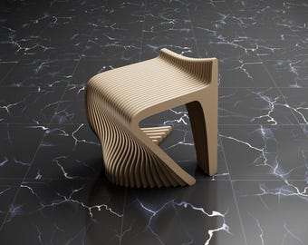 Parametric Design Wavy Wooden Art Chair Model - Interior Modern Furniture  - 3D Craft CNC Router File
