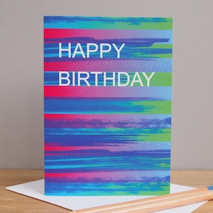 Tarjeta de cumpleaños, tarjeta de feliz cumpleaños, tarjeta para ella, tarjeta de cumpleaños para ella, tarjeta de cumpleaños moderna, tarjeta de cumpleaños abstracta, tarjeta contemporánea.