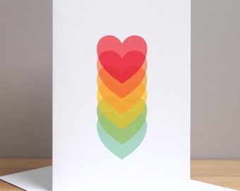 Greetings Card, Valentine's Card, Anniversary Card, Wedding Anniversary Card, Birthday Card, Hearts Card, Rainbow Card
