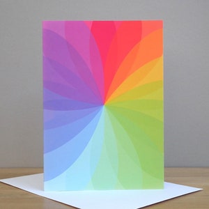 Verjaardagskaart, wenskaart, kaart voor haar, verjaardagskaart vriend, regenboogkaart, moderne verjaardagskaart, abstracte verjaardagskaart.