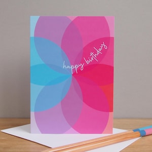 Tarjeta de cumpleaños, tarjeta de feliz cumpleaños, tarjeta para ella, tarjeta de cumpleaños para ella, tarjeta de cumpleaños moderna, tarjeta de cumpleaños abstracta, tarjeta contemporánea.