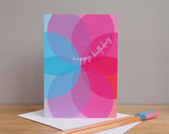 Birthday Card, Happy Birthday Card, Card for Her, Birthday Card for Her, Modern Birthday Card, Abstract Birthday Card, Contemporary Card.