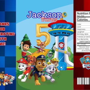 Paw Patrol Editable Party Favor Template