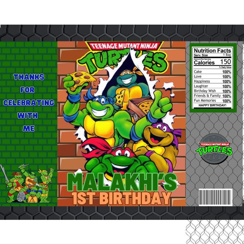 Fake Ninja Rurtle Label Editable CANVA Ninja Turtle Party Favor Template - Etsy