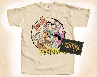 The Flinstones V1 TShirt Vintage Natural color Men's TShirt DTG Digital Print SIZES S M L XL 2XL 3XL 4XL 5XL