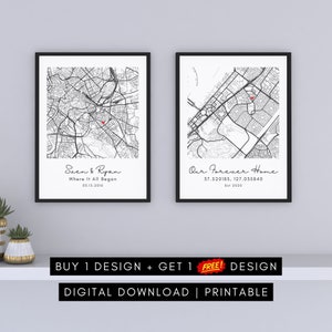 Impressão personalizada do mapa | Nosso mapa do primeiro encontro | Cartão do convite da inauguração do Housewarming de <br> Entrega Rápida? Presente de aniversário de casamento | presente de aniversário pôster | DOWNLOAD DIGITAL