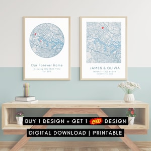 Aangepaste kaartafdruk, onze eerste thuiskaart, gepersonaliseerde reiskaart cadeau, jubileumcadeau, verjaardagscadeau idee, huwelijkscadeau poster, AFDRUKBAAR