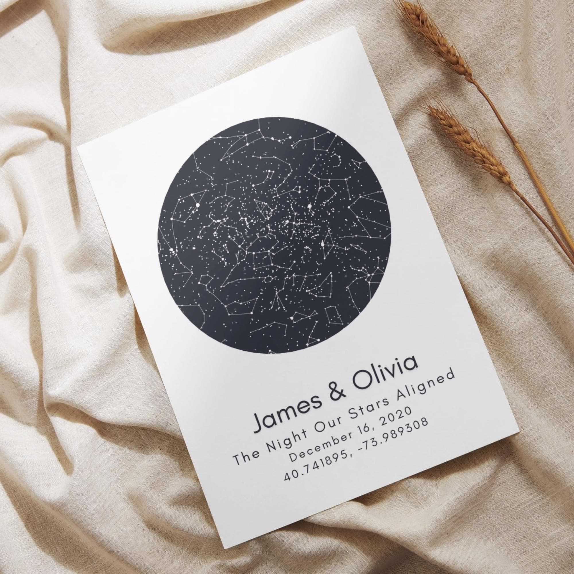 Custom Star Map | Night Sky Print | Day Sky Map | Wedding Gift | Constellation Map | First Anniversary Gift | Personalized Star Coordinates