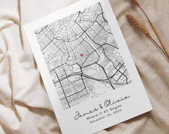 Custom Map Print | Our First Date Map | Housewarming Invitation Card | Wedding Anniversary Gift | Birthday Gift Poster | DIGITAL DOWNLOAD