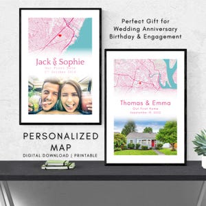 Our First Home Map | Custom Map Print | Our First Date Map | Wedding Anniversary Gift | Birthday Gift Poster | DIGITAL DOWNLOAD