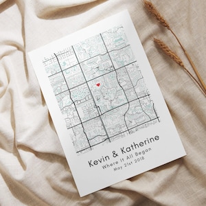 Benutzerdefinierte Karte Druck | Unser erstes Date Map | Einweihungsparty Einladungskarte | Hochzeit Jahrestag Geschenk | Geburtstag Geschenk Poster | DIGITALER DOWNLOAD