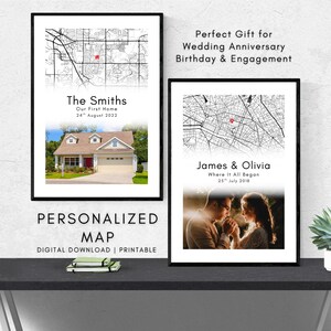 Our First Home Map | Custom Map Print | Our First Date Map | Wedding Anniversary Gift | Birthday Gift Poster | DIGITAL DOWNLOAD