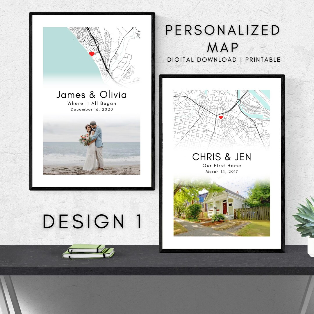 Our First Home Map | Custom Map Print | Our First Date Map | Wedding ...