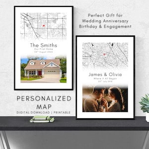 Custom Map Print | Our First Date Map | Housewarming Invitation Card | Wedding Anniversary Gift | Birthday Gift Poster | DIGITAL DOWNLOAD
