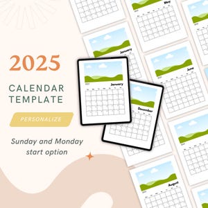 2025 Editable Photo Calendar Template | Canva Drag-and-Drop Design | Custom Gift Idea | Sunday & Monday Start Options | Printable PDF